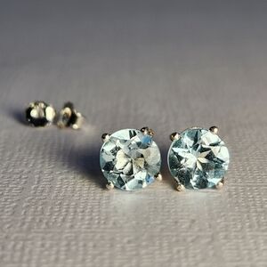Lrg Semi VTG 2ctw Icey Topaz Open Lattice 925 Stud Earrings 6mm High Brilliance
